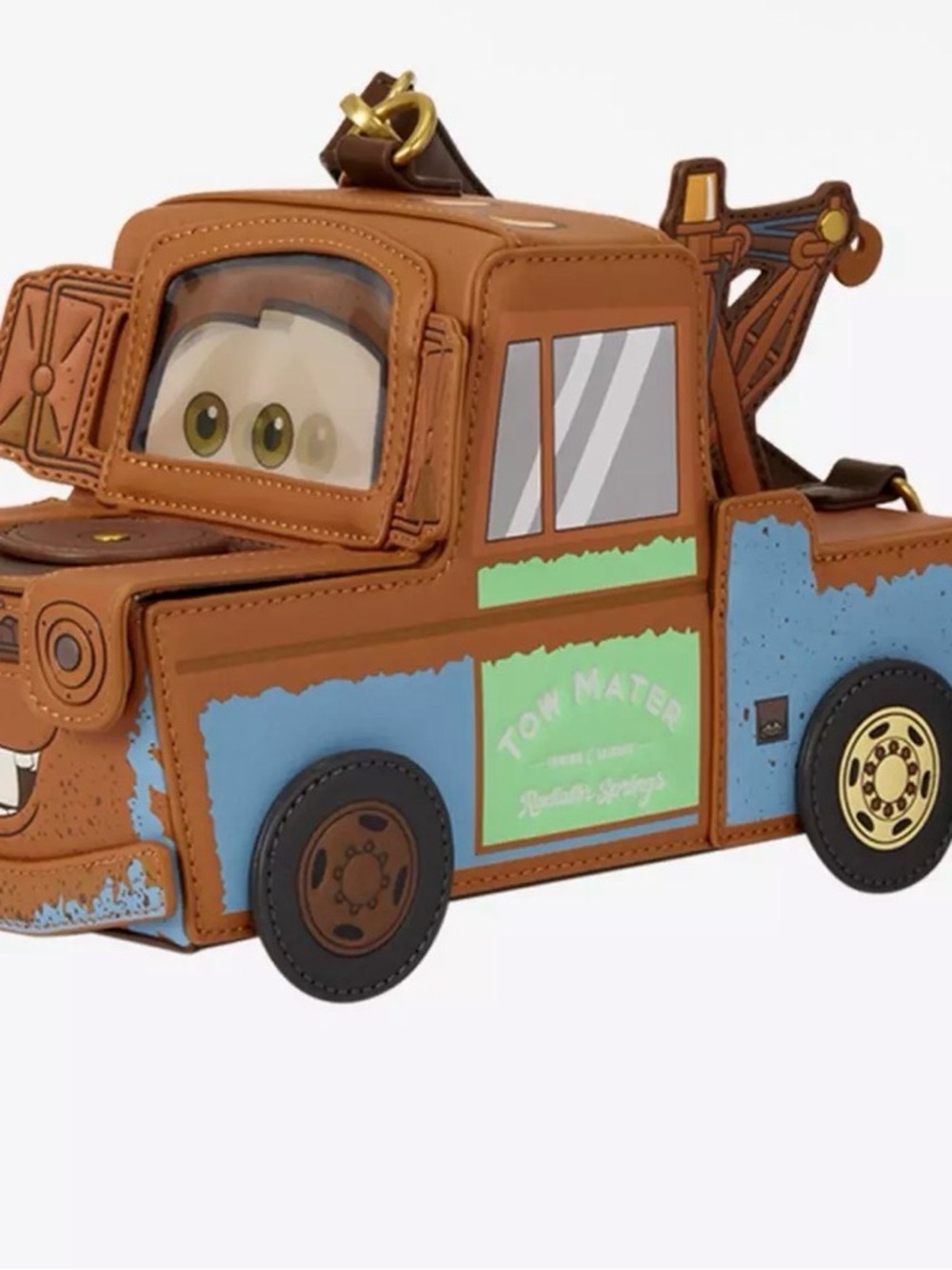 Loungefly Disney Pixar Cars 20th Anniversary Tow Mater Figural Crossbody Bag